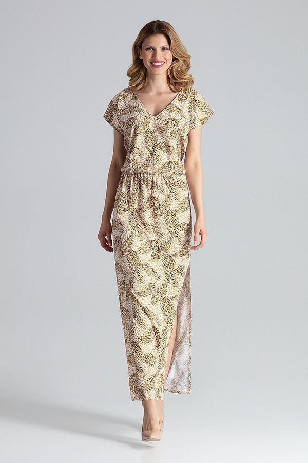 Robe légère et aérée à col en V avec fente latérale