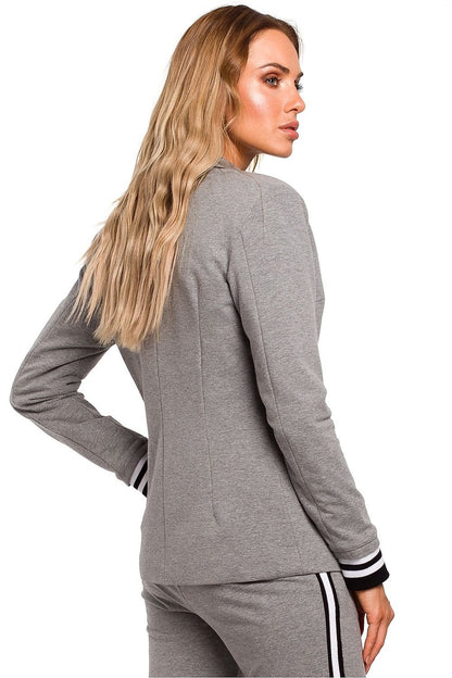 Sporty Elegance Jacket with Classic Cut, Ribbed Sleeves, and One-Button Closure