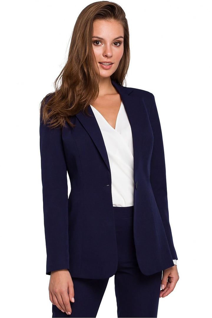 Stylish Slim-Fit Lined Jacket with One-Button Closure for a Chic Suit Look - Ludowika 