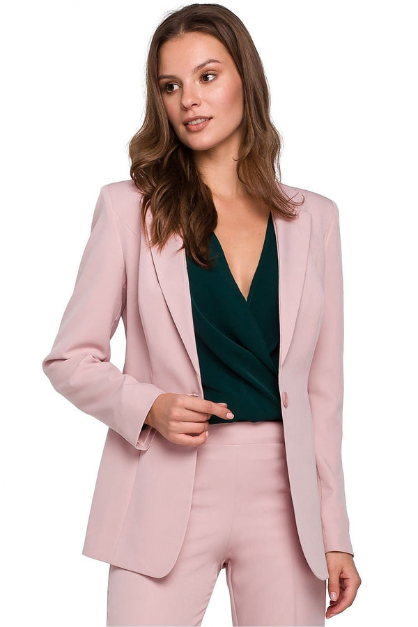 Stylish Slim-Fit Lined Jacket with One-Button Closure for a Chic Suit Look - Ludowika 