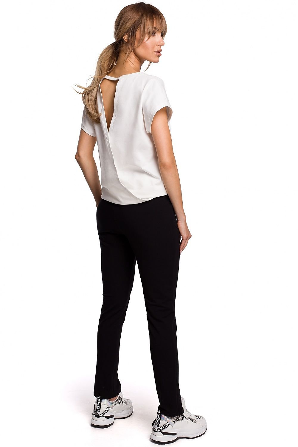 Straight-Leg Trousers with Front Slits & Topstitching