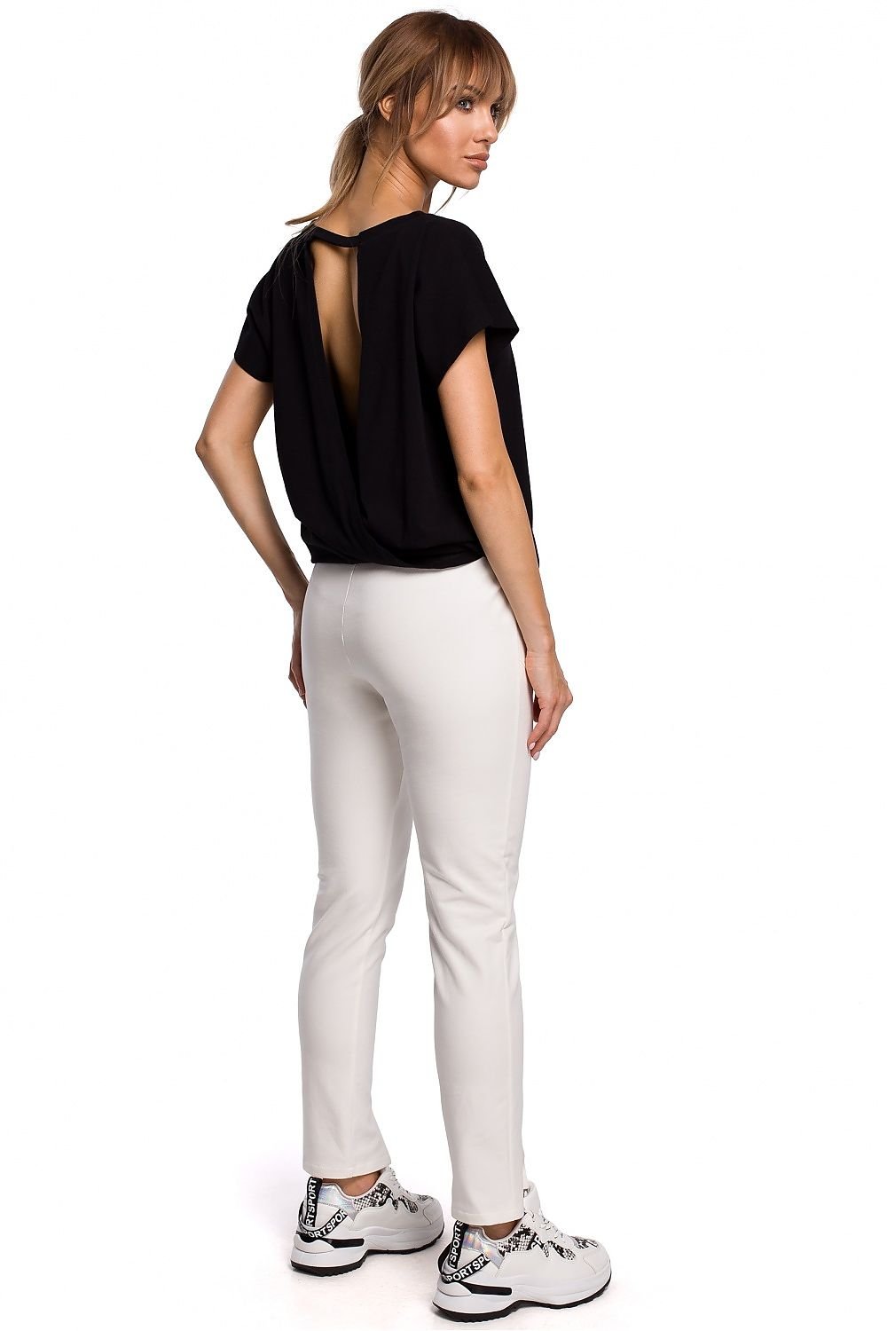 Straight-Leg Trousers with Front Slits & Topstitching