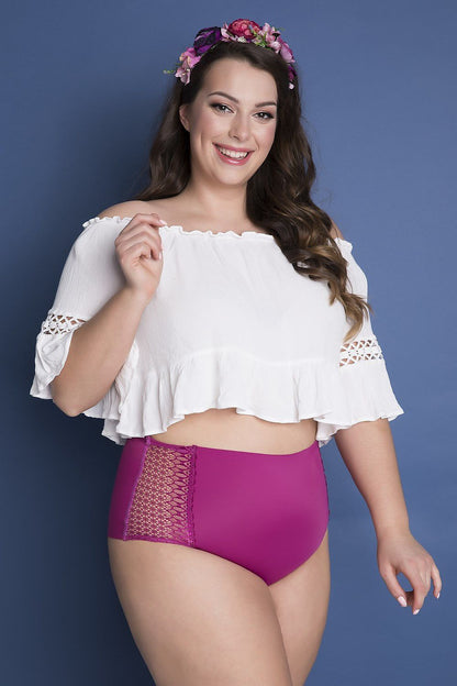 High-Waisted Seamless Panties with Lace Inserts