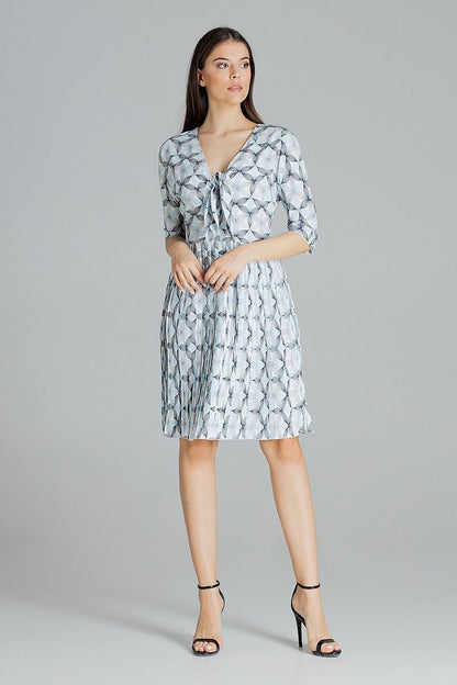 Spring Midi Dress with Kimono Sleeves and Pleated Skirt