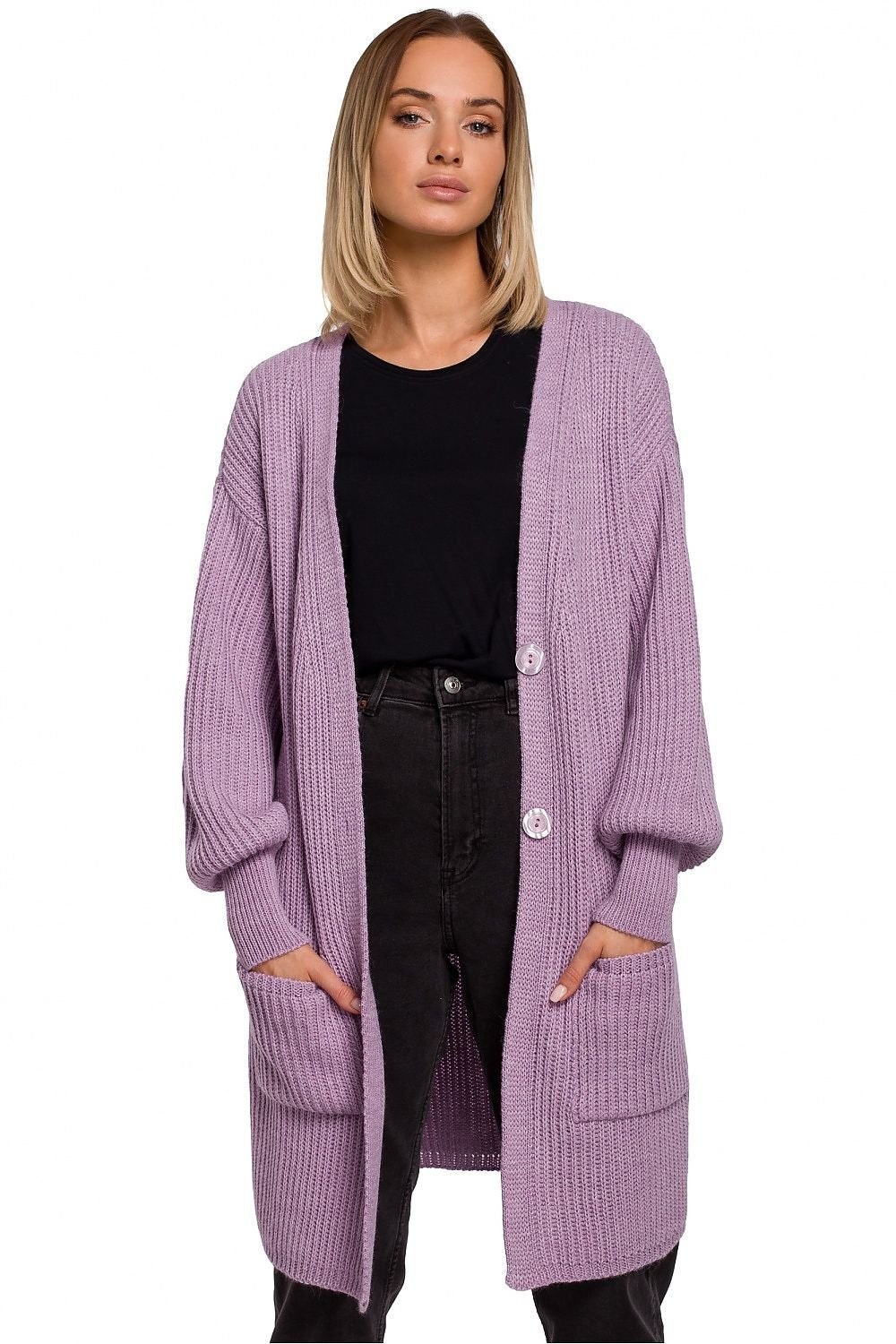 Cardigan oversize en chaîne avec col en V et détails boutonnés