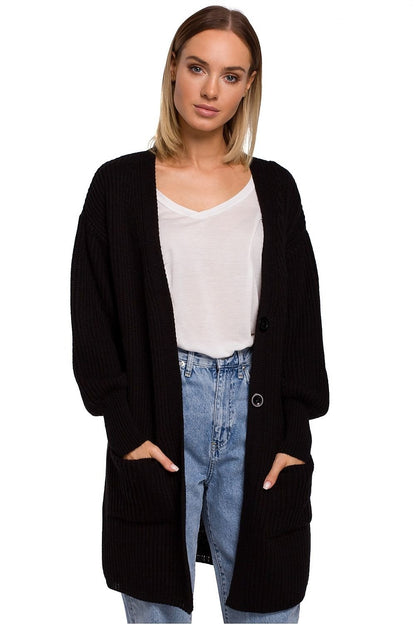 Cardigan oversize en chaîne avec col en V et détails boutonnés