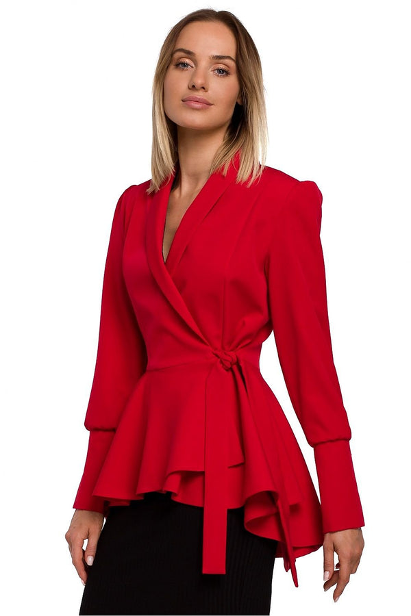 Feminine Tailcoat with Defined Waist and Wavy Hem