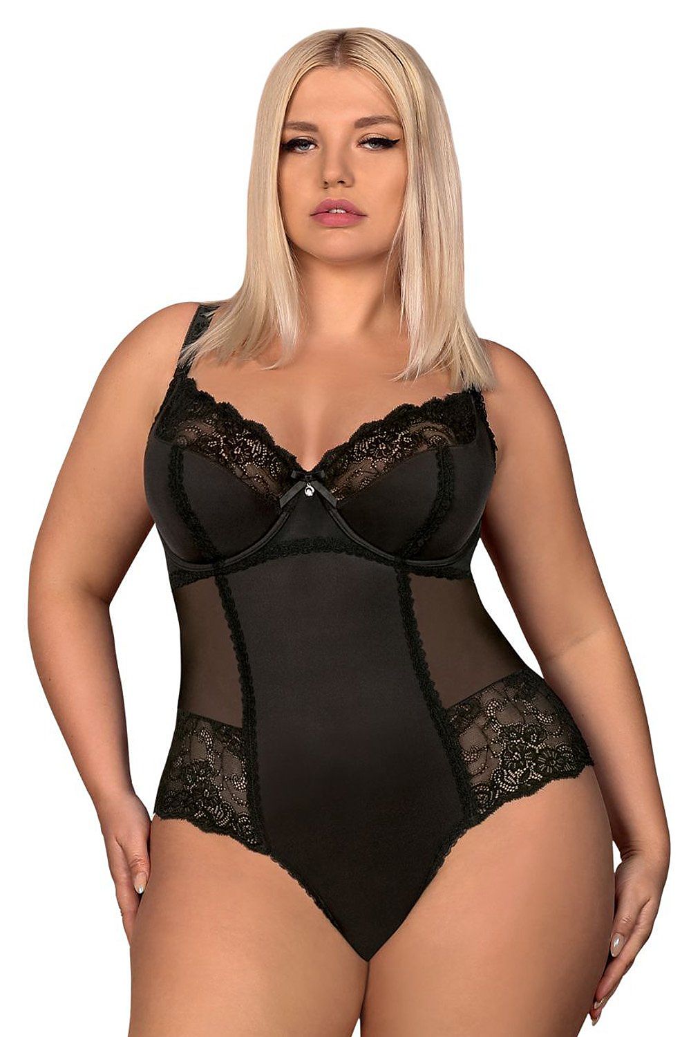 Elegant Lace Bodysuit with Underwire Support & Adjustable Straps