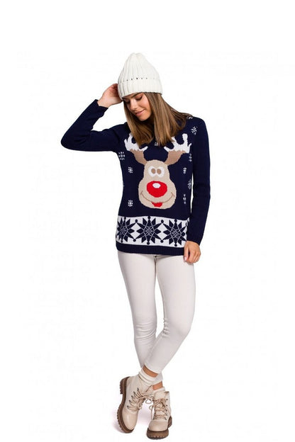 Adorable Reindeer Motif Sweater for Cozy Christmas Moments