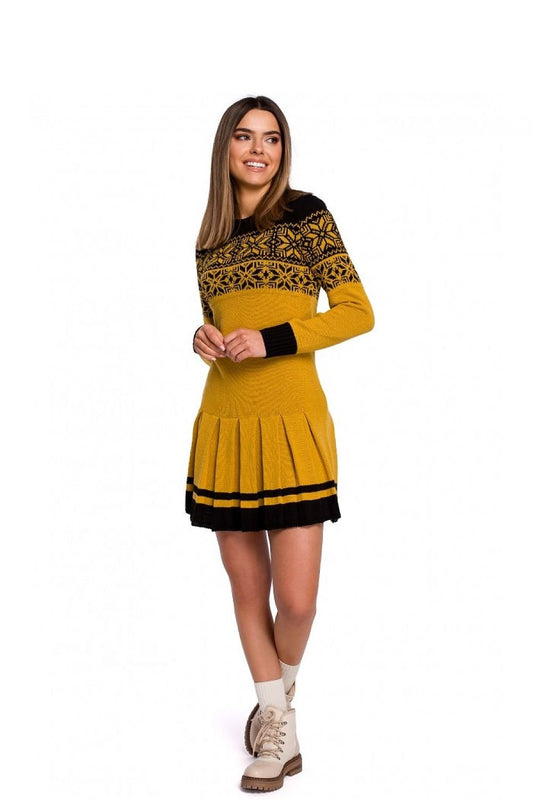 Two-Tone Sweater Dress with Christmas Theme