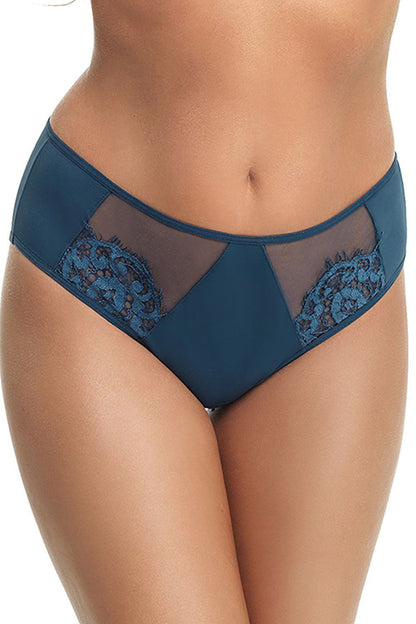 Navy Blue Lace-Detail Panties