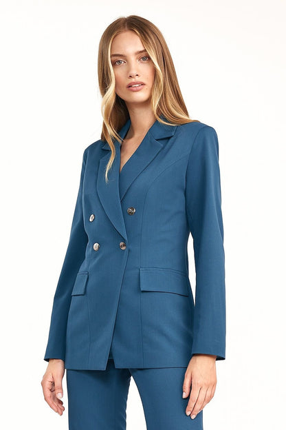 Veste ajustée à double boutonnage aux couleurs d'automne avec une coupe plus longue élégante