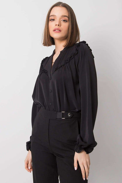 Black Women's Long Sleeve Button-Down Shirt