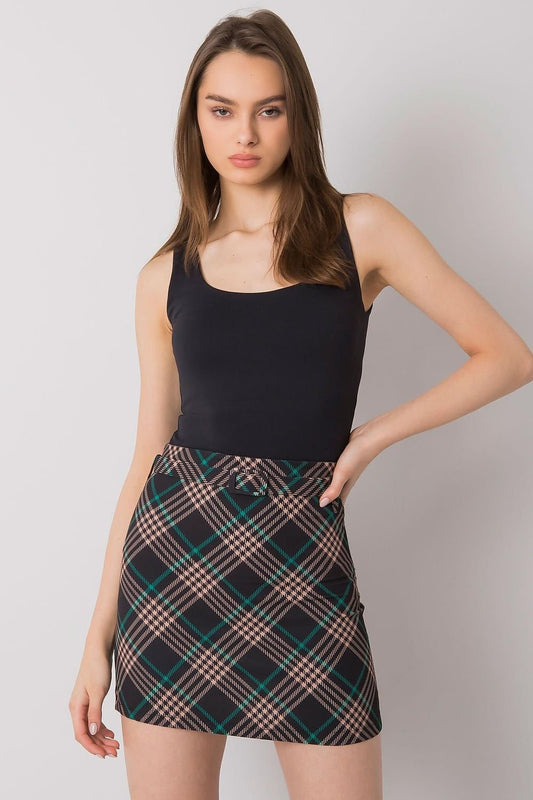 Stylish checked mini skirt featuring a hidden zip closure, perfect for versatile outfits.
