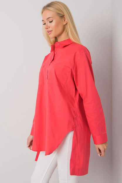 Chemise en coton à coupe allongée et manches longues