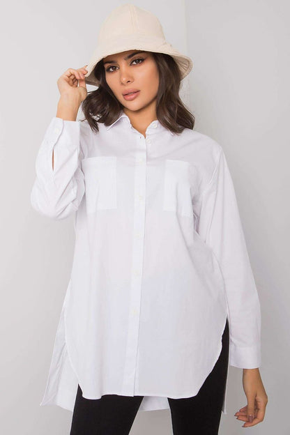 Chemise en coton à coupe allongée et manches longues