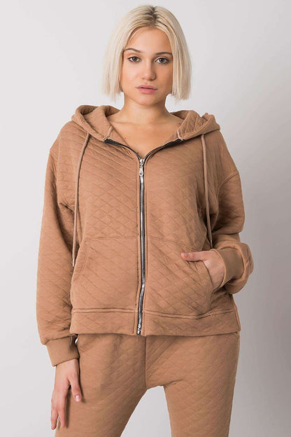 Quilted Zip-Up Hoodie with Front Slip Pockets