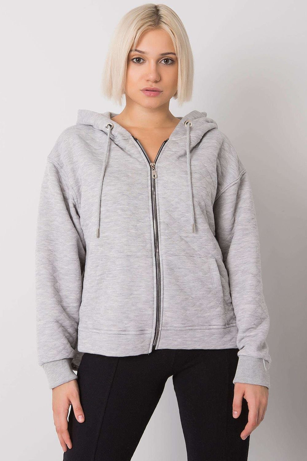 Quilted Zip-Up Hoodie with Front Slip Pockets