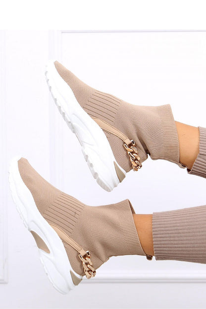 Women's Sock Sports Shoes with Chain Detail and Elastic Fabric