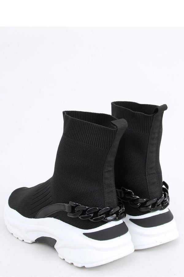Women's Sock Sports Shoes with Chain Detail and Elastic Fabric