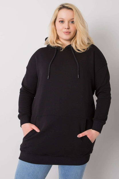 Grey Melange Plus Size Cotton Hoodie with Extended Cut and Pockets