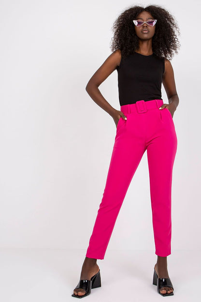 Pantalon taille haute avec fermeture éclair et ceinture