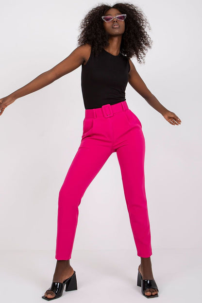 Pantalon taille haute avec fermeture éclair et ceinture