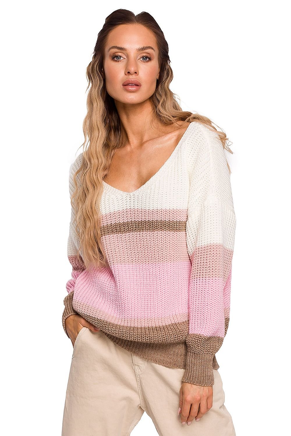 Loose-Fitting Sweater with V-Neck