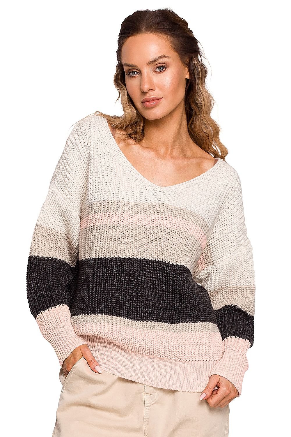 Loose-Fitting Sweater with V-Neck