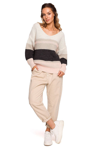 Loose-Fitting Sweater with V-Neck