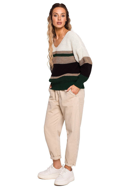 Loose-Fitting Sweater with V-Neck