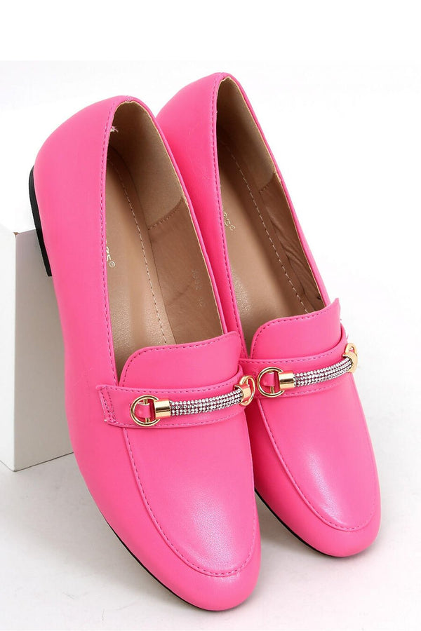 Women's Pink Moccasins with Shiny Zircon Application