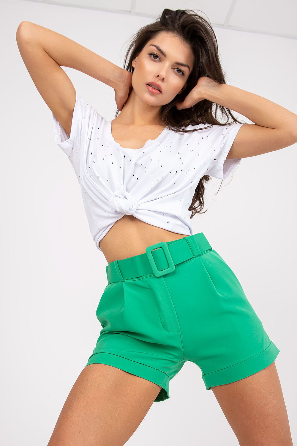 Elegant Women's Shorts with Belt and Side Pockets