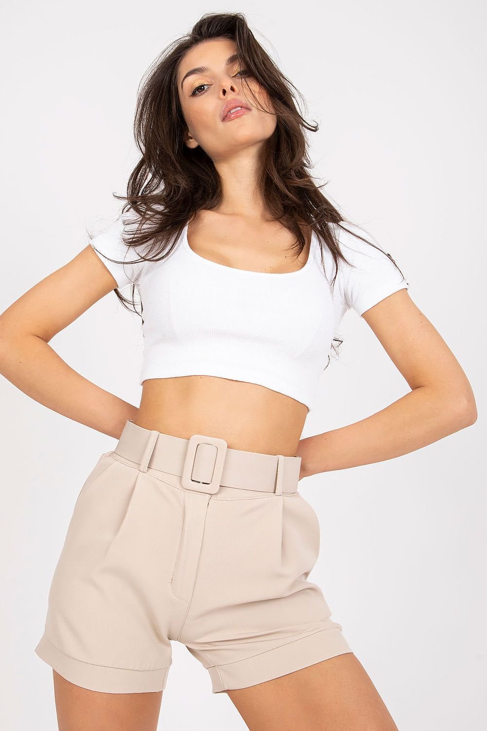 Elegant Women's Shorts with Belt and Side Pockets