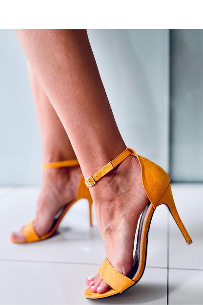 Women's Yellow Suede Sandals 10 cm Stiletto Heel with Subtle Ankle Strap