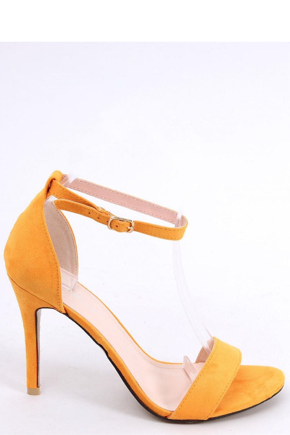 Women's Yellow Suede Sandals 10 cm Stiletto Heel with Subtle Ankle Strap