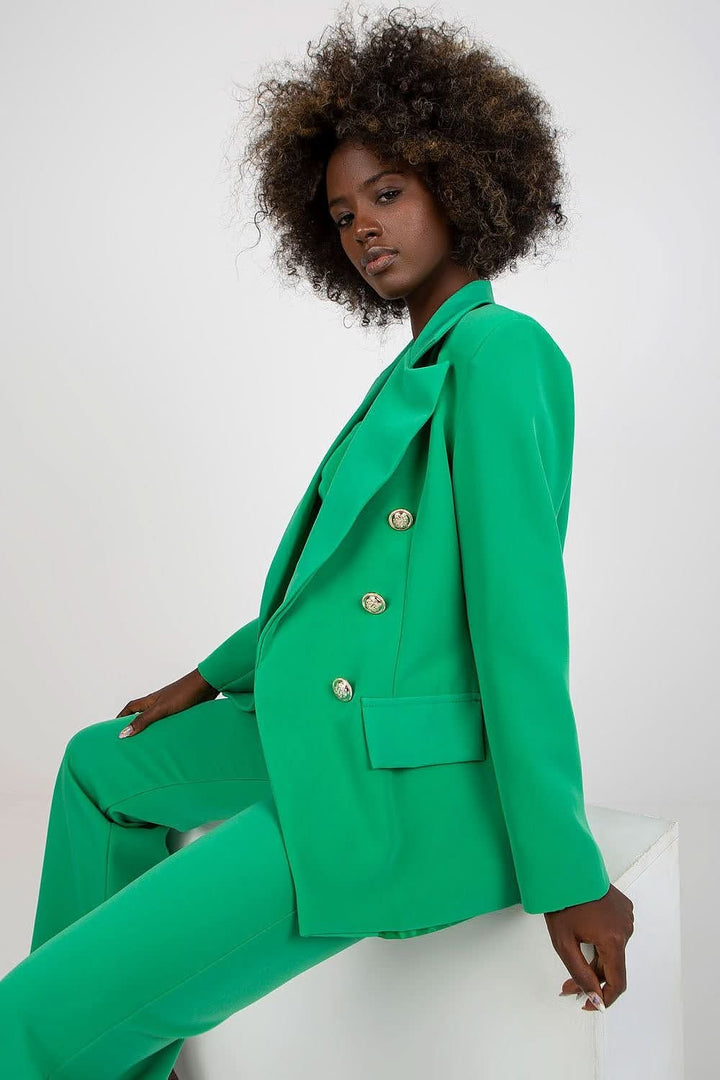 Buttoned Women's Jacket with Shoulder Cushions - Ludowika 