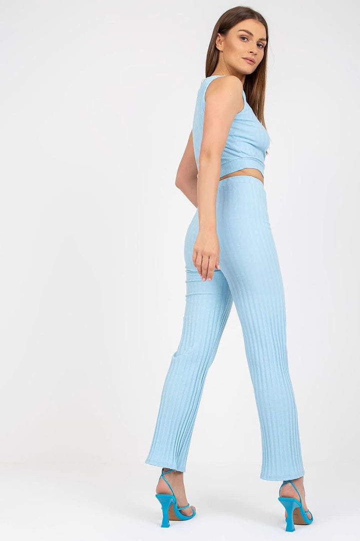 Women's Ribbed Top and High-Waisted Pants Set - Ludowika 