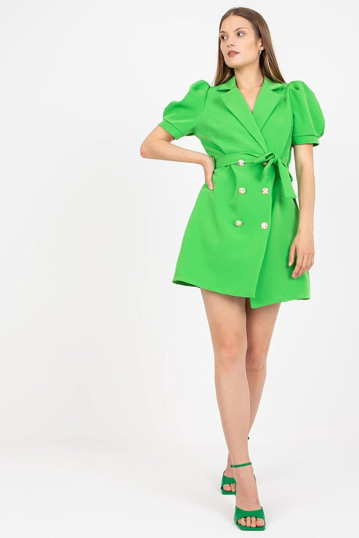 Elegant Short-Sleeve Envelope Dress with Tie Belt - Ludowika 
