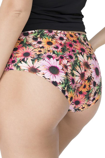 Classic High-Waisted Panties with Seamless Finish and Vibrant Floral Print