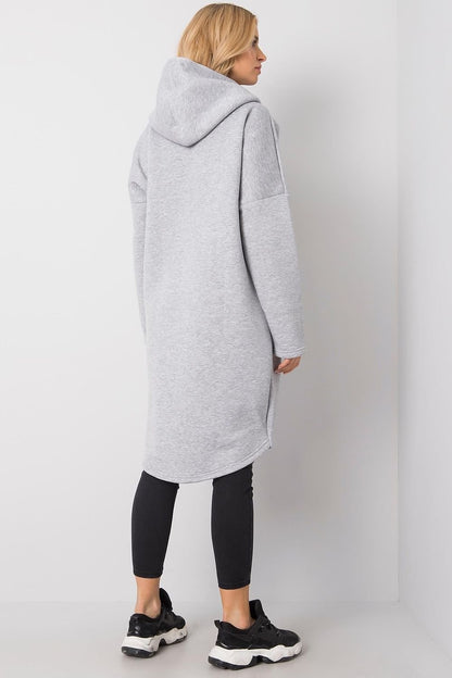 Elongated Zip-Up Sweatshirt with Hood and Side Pockets