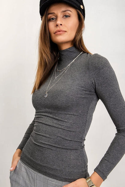 Pull col roulé ajusté à manches longues pour femme