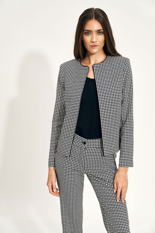 Short Peplum Jacket with Straight Cut and Viscose Blend Fabric