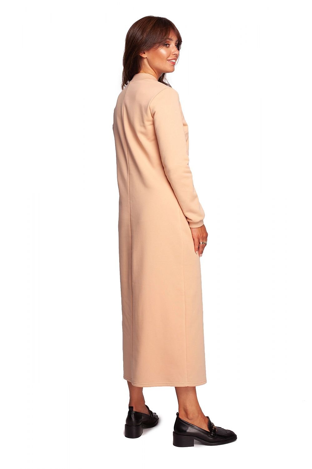 Maxi Dress with Front Slit, Decorative Flaps, and Subtle Neckline Cutout