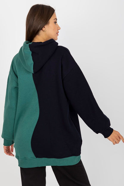 Sweat-shirt bicolore pour femme avec capuche et poches latérales