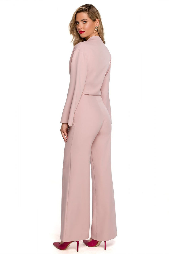 Elegant Wide-Leg Jumpsuit with Flared Sleeves and Overlap Neckline - Ludowika 