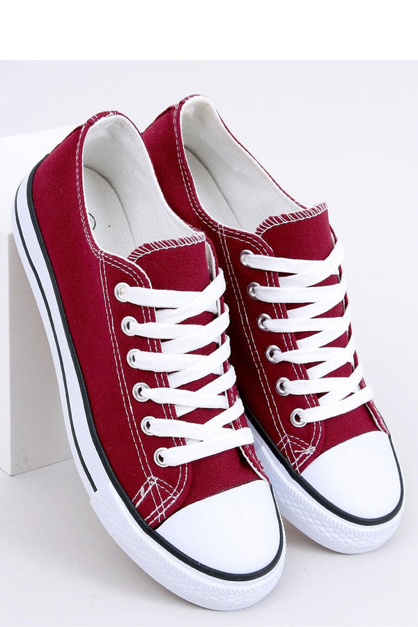 Women's Red Sneakers on Rubber Sole with Piping and Classic Design