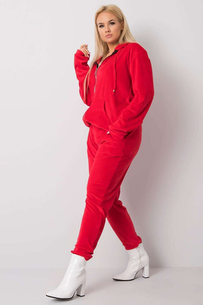 Plus-Size Velour Sweatshirt and Pants Set with Hood, Zipper, and Tie Waist