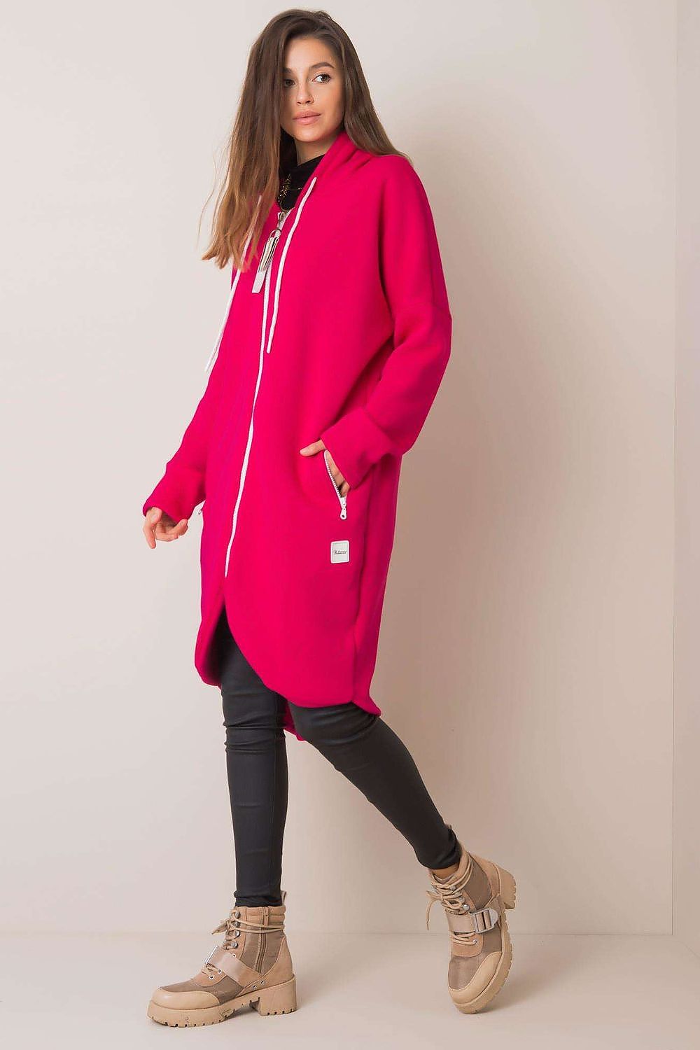 Extended Cut Zippered Hoodie with Zippered Side Pockets