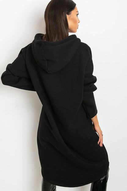 Extended Cut Zippered Hoodie with Zippered Side Pockets